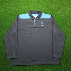 AT&T Employee Polo Shirt Mens 2XL Blue Long Sleeve Uniform Work Wear